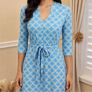 🌿Escapada Living Boho Dress – Blue & Green – Bell Sleeves – Size [M]